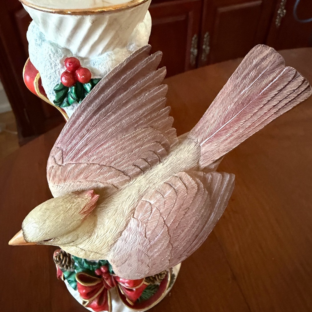 Lenox Female Cardinal Figurine Candlestick - Blush Pink